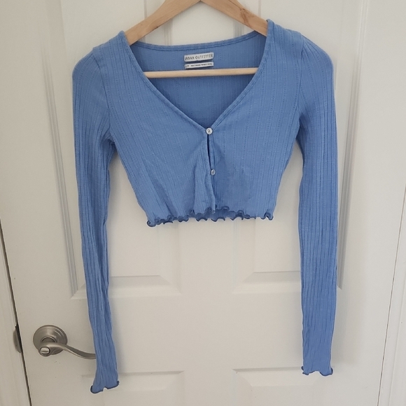 Urban Outfitters Blue Ribbed Crop Cardigan XS - Picture 2 of 6